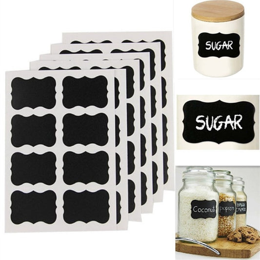 49Pcs Kitchen Blackboard Sticker Labels With Rewritable White Liquid Chalk